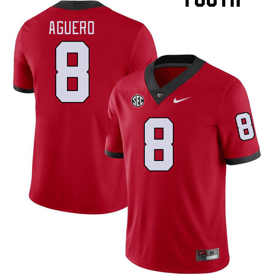 Youth #8 Joenel Aguero Georgia Bulldogs College Football Jerseys Stitched-Red